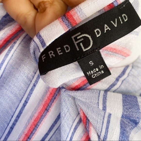 Fred David striped Sleeveless Shirt Size Small - Picture 9 of 10